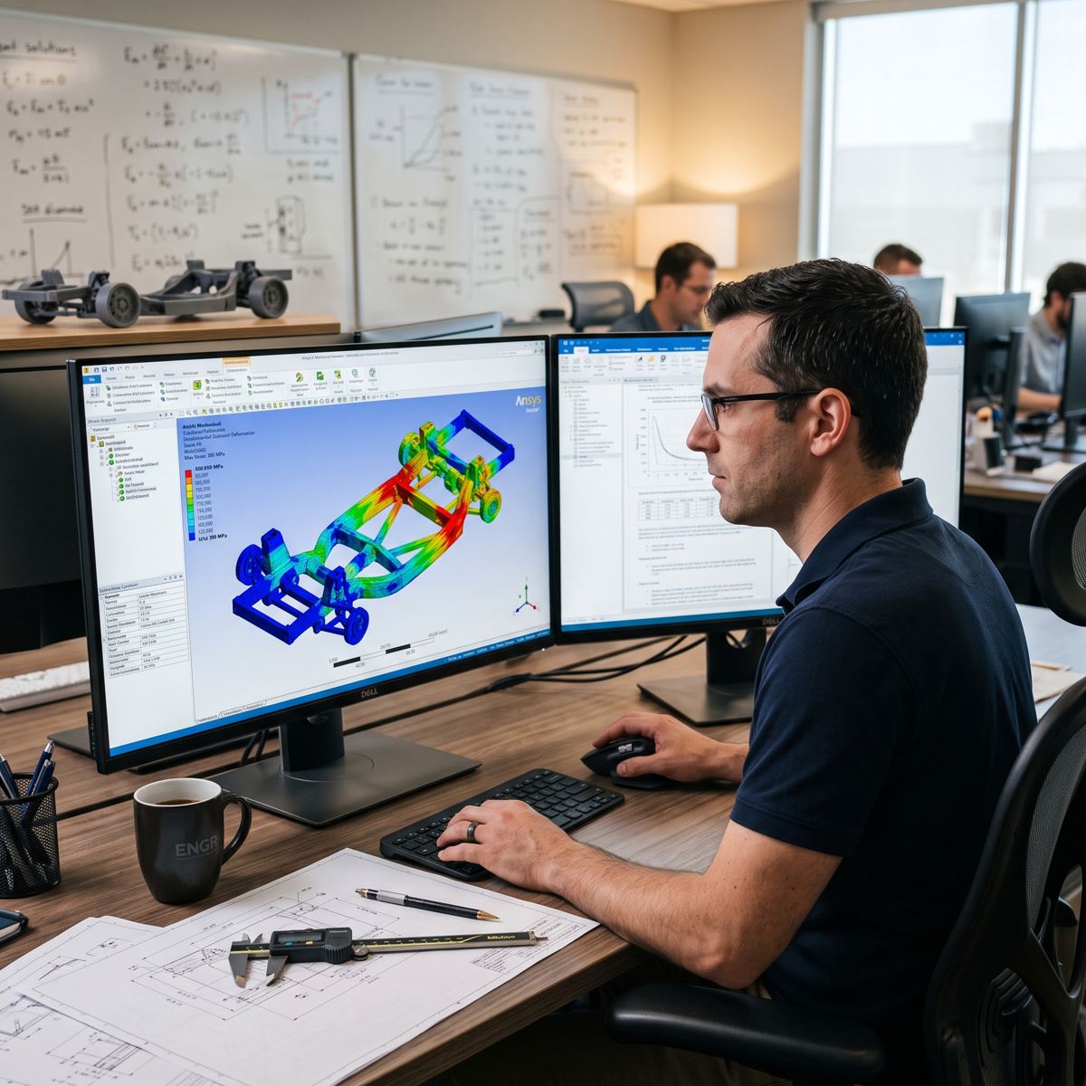 ANSYS ile FEM yapısal analiz sonucu — gerilme dağılımı